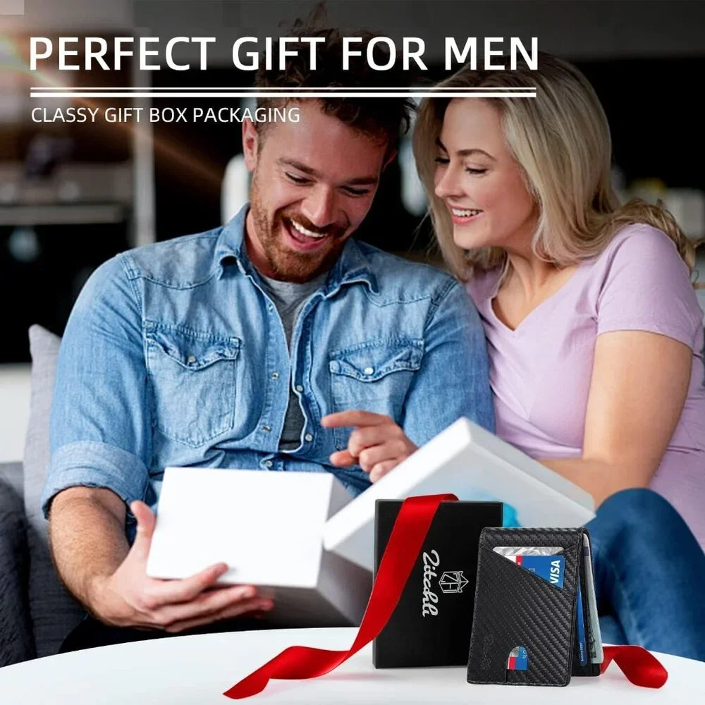 Wallet for Men,Mens Wallet,Slim Leather Bifold,RFID Blocking 11 Slots Gift Box